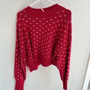 Free People Red and White Patterned Women's Sweater